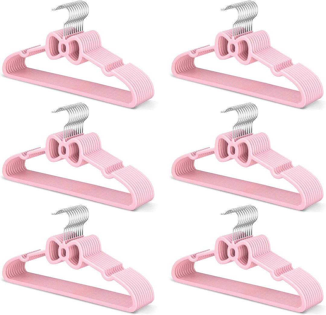 15.5 Inch Kids Butterfly Bow Hangers 60 Pack, Durable Big Kid Hangers for Youth, Teen and Petite Woman, Plastic Kids Hanger, Cute Childrens Hanger for Closet, Pink