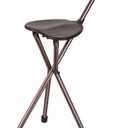 Switch Sticks Folding Walking Cane With Seat For Seniors & Adults, 34 Tall Quad Cane Chair, Lightweight Aluminum Frame - Supports 220 Lbs, Ergonomic Non-Slip Handle - Travel & Outdoor - FSA/HSA