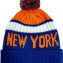 Baseball Team City Beanie, Cuffed Knit Soft Headwear for Women Men Youth, Sports Stylish Winter Hat, Gift for Fans (Blue-orange)