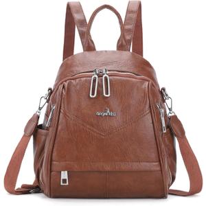 Angel Kiss Small Backpack Purse for Women,Soft Vegan Leather Roomy Backpacks,Designer Ladies Shoulder Backpack Fashion Handbag with Removable Strap,Brown