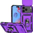 Hitaoyou Compatible with iPhone 17 Pro Max Case 6.9", iPhone 17 Pro Max Magnetic Case with Camera Cover & Kickstand Military Grade Shockproof Cover Dark Purple