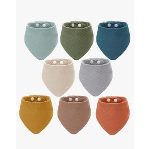 Funtery 8 Pieces Adult Drool Bibs Absorbent Large Drool Bandana Soft Drooling Snap Bibs Gifts for Christmas Special Needs Men Women, 8 Colors, 24.8 x 18.9 Inch