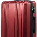 Coolife Luggage Suitcase PC+ABS with TSA Lock Spinner Carry on Hardshell Lightweight 20in 24in 28in (Wine Red, M(24IN))