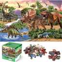 Jumbo Floor Puzzle for Kids,48 Piece Dinosaur Large Jigsaw Puzzles for Toddlers Ages 3-5,Children Learning Preschool Educational Dinosaur Toys, Christmas Birthday Easter Gifts for Boys Girls Ages 4-8