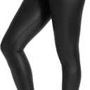 KIWI RATA Faux Leather Leggings for Women Stretchy Pleather Pants Shiny Sexy Tights (Small, Matte Black)