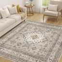 6x6 Area Rug for Living Room, Washable, Traditional, Beige