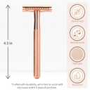 Bambaw Safety Razor for Women with 5 Double Edge Blades, Double Edge Razor, Single Blade Razors for Women and Men, Reusable & Plastic Free Rose Gold