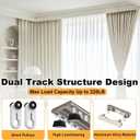 Double Curtain Track Ceiling Mount, Silent Aluminum Track Curtain Rail, Heavy-Duty Double Row Ceiling Curtain Tracks Rod Sliding Rails for Curtains, Ceiling Track for Living Room Bedroom(3ft)