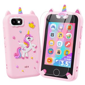 Kids Smart Phone Toys for Girls Age 39, Touchscreen Dual Camera Kids Phone, Christmas Birthday Gifts for Age 3 4 5 6 7 8 9, Toddler Learning Play Toy with Music Player, 8G Card