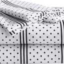 Betsey Johnson - Queen Bed Sheets, Soft & Lightweight Bedding, Fade & Wrinkle Resistant (Dots & Stripes, Queen)