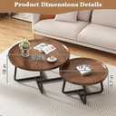 Windpost Round Nesting Coffee Table Set of 2, 28" Round Walnut with Fluted