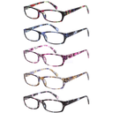 Kerecsen Reading Glasses 5 Pairs Fashion Ladies Readers Spring Hinge with Pattern Print Eyeglasses for Women (Mix Color -2, 2.00)