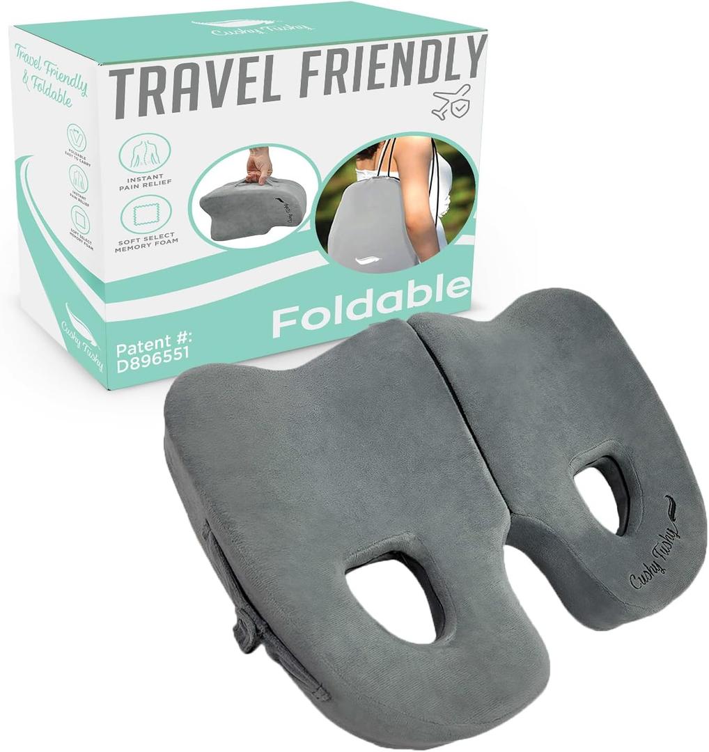 Premium Foldable Piriformis Cushion - Piriformis Pain and Sciatic Pain Relief Cushion - for Home & Office Use, Perfect for Travel or Driving - Piriformis Cushion (Grey)