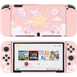 Cute Kirby Switch OLED Case | Dockable Protective Case Compatible with Switch OLED,Anti-Scratch and Shock-Absorption Design Soft TPU Cover-Yellow