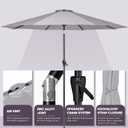 Tempera 10ft Patio Market Outdoor Table Umbrella with Push Button Tilt and Crank,Large Sun Umbrella with Sturdy Pole&Fade Resistant Canopy,Easy to Set, Grey