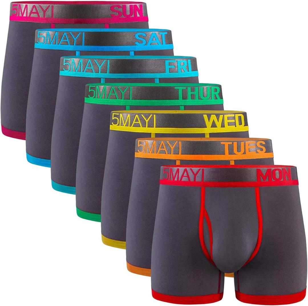 5Mayi Men's Underwear Boxer Briefs Cotton Regular Long Mens Boxer Briefs Underwear Men Pack, L