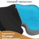 Everlasting Comfort Doctor Recommended Memory Foam Seat Cushion for Office Chairs & Car - Ergonomic Office Desk Accessories - Cushions for Tailbone Pain Relief, Sciatica (Black Cool, Large)