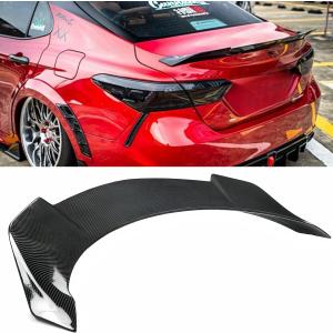 Rear Spoiler Compatible with 2018-2024 Toyota Camry SE XSE L LE XLE Hybrid, Carbon Fiber Pattern V2 Style Fits for 2018 2019 2020 2021 2022 2023 2024, Trunk Duckbill High Kick Wing Lip