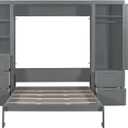 Ball & Cast Ball & Cast Murphy Bed Queen Size,Hideaway Wall Beds with Shelves & Storage Cabinet,Murphy Beds can be Folded,Bedroom Folding Bedframe for Guest Room