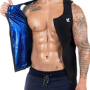 Kewlioo Men's Heat Trapping Zipper Sweat Enhancing Vest - Sauna Suit Shirt Compression Vest Shapewear Top for Gym Exercise L/XL