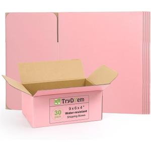 9x6x4 Inch Cute Pink Shipping Boxes, 30 Pack Corrugated Cardboard Box, Mailing Packaging Boxes for Small Business