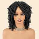 Short Synthetic Dreadlock Wig for Black Women, Afro Curly Faux Locs Braided Hair with Glueless Realistic Twist - Crochet Braided WigsBlack