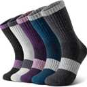 Wool Socks for Women - Hiking Womens Socks 5 Pairs, Thermal Sock for Men & Women Winter Warm Moisture Wicking