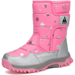 Mishansha Girls Boys Toddler/Little Kid/Big Kid Winter Snow Boots Warm Waterproof Anti-Slip Anti-Collision Hight-Cut for Outdoor Skiing (8.5 Toddler, Pink)