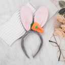 2 x CHARMARK Rabbit Ears Headband Grey, Cute Bunny Ears Headbands with Carrot Costume Headwear