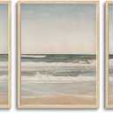 Natural Ocean Landscape OAK Framed Wall Art 16x20 inch