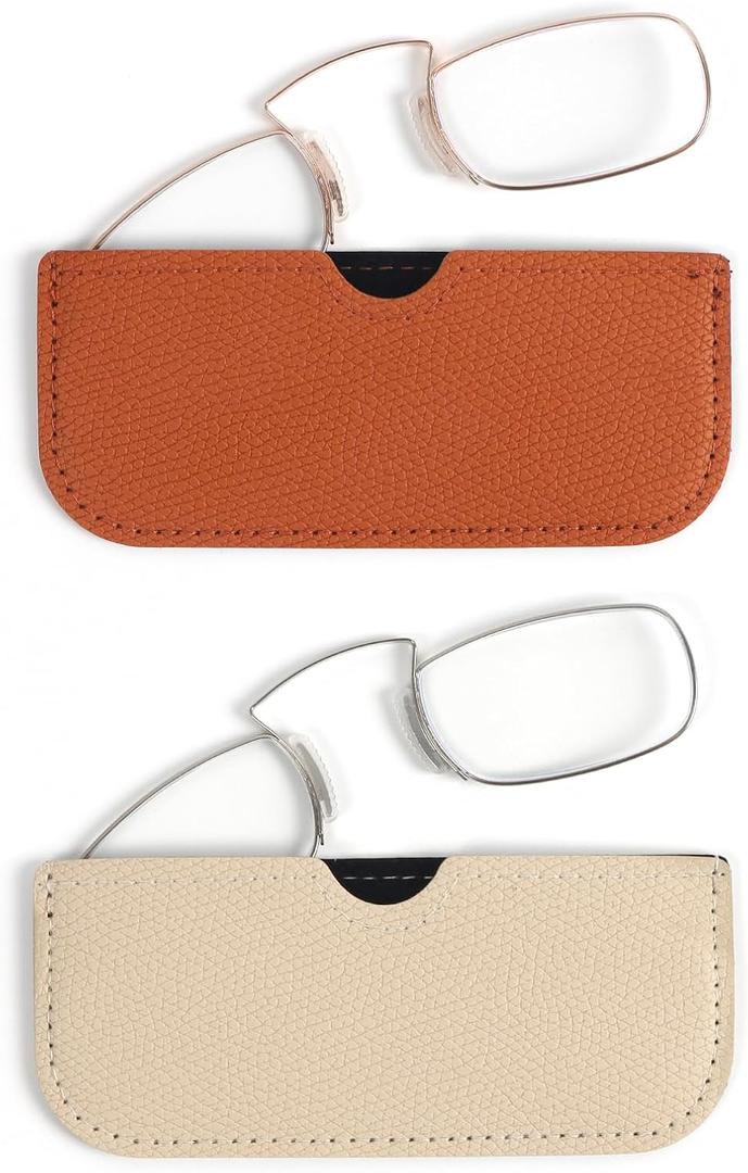 DXYXYO Armless Reading Glasses for Women Men, 2 Pack Mini Thin Legless Nose Clip Readers Compact with Small Portable Case (Gold+silver)+2.50 DXYXYO Armless Reading Glasses for Women Men, 2 Pack Mini Thin Legless Nose Clip Readers Compact with Small Portable Case (Gold+silver)+2.50