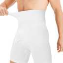 TAILONG Mens Shapewear Tummy Control Underwear Compression Shorts Slimming Body Shaper Leg Boxer Briefs (Medium, White)