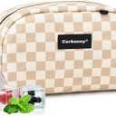 Cerbonny Small Cooler Bag Freezable Lunch Bag for Work School Travel, Leak-proof, Insulated, Khaki Checkerboard, 3.5L, 9.8x5.5x4 inch