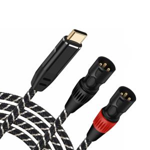 USB C to Dual XLR Male Audio Cable,6.6FT USB C to 2 Male XLR Stereo Power Amplifier Cable for Mobile Phone USB C Connection Active Speaker,Power Amplifier Audio Cable