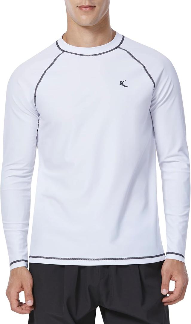 Mens Rash Guard UPF 50+ Swim Shirts UV Sun Protection T-Shirt Quick Dry Long Sleeve Beach Shirts for Fishing (5X-Large)