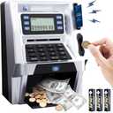 Blingbin Upgraded ATM Piggy Bank for Kids, ATM Bank Machine for Real Money with Debit Card, Bill Feeder, Coin Recognition, Balance Calculator, Electronic Saving Safe Machine Box for Boys Girls Gift