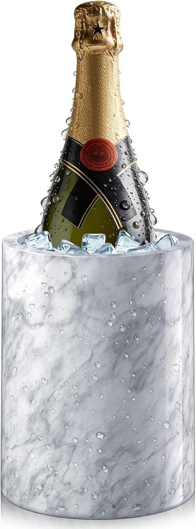 Wine Cooler Bucket Marble Wine Chiller for Bottle & Champagne Bucket | 5.12x7.09 Inch, Long Lasting Cool, Suit for Most Bottles, Marble Utensil Holder, Wine Chiller Bucket, Ice Bucket for Party