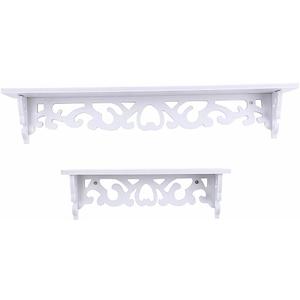 Wall Mounted Shelf, White Carved Filigree Shelves Design Wall Shelf for Home, Bedroom, Study (S)