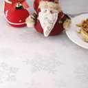 MikiUp Jacquard Rectangle Christmas Tablecloth - Xmas Snowflakes Glitz Metallic Fabric Table Cloth, Waterproof and Washable Holiday Decorative Table Cover for Party, White/Sliver 60 x 102 Inch