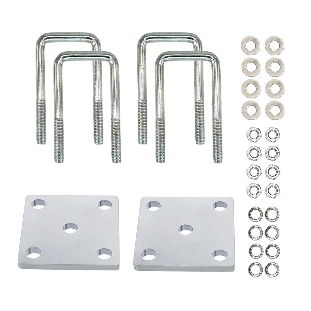 2PCs Square U-Bolt Kit for Boat Trailer Axle Leaf Springs, Trailer Leaf Spring U Bolts, for 2x2 Axle, 4-3/4" Long, 2 Pack