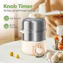 Hard Boiled Egg Cooker - CACHOO 14-Egg Rapid Stainless Steel Egg Boiler with 30-Min Timer & Auto Shut Off, Compact Electric Vegetable Steamer for Cooking, Dishwasher Safe, Beige