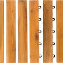 Majestick Goods Edges for Interlocking Deck Tiles  Snap-On Straight Edge Trim for Wooden Decking, Outdoor Flooring & Patio Tiles | 12x12 Acacia Hardwood Border for Balcony, Porch & Garden | 8 Pack