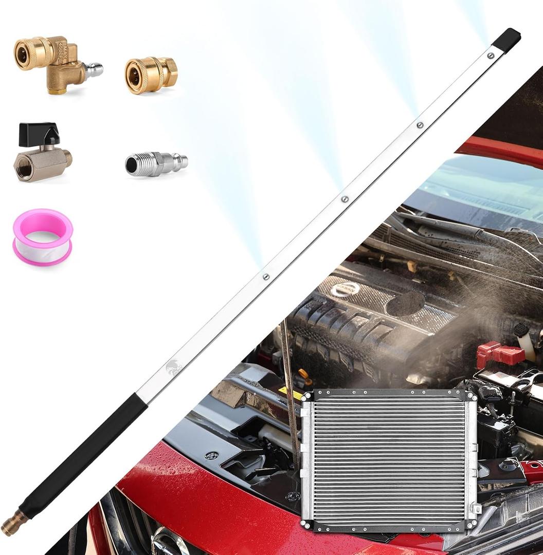 24 Inch Pressure Washer Wand for Car Radiator Cleaning Tools, Car Water Tank Cleaning Wand for Pressure Washer & Pressure Air Pump Flush Radiator Cleaning Wand Power Washer Wand with 4 Nozzle Tips