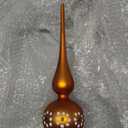 Gejoy Mexican Glass Christmas Finials Tree Topper Platos De Barro Ornaments Cielito Lindo Spherical Blown Glass Mexicanos Tree Topper Finials Holiday Indoor Suitable for Party Decoration, 9.8inches (Brown)