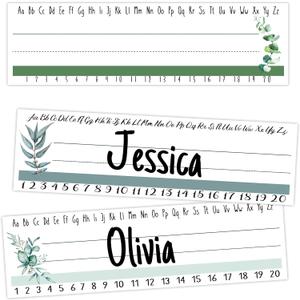 Desk Name Tags for Classroom - Green Plants Student Desk Name Plates for Classroom Decor, Self Adhesive Nametags Cubby Labels Teacher Supplies, Kindergarten Preschool Must Haves - A02