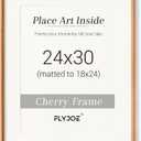 24 x 30 Poster Frame, USA-Sourced Natural Cherry Wood Picture Frame with Tempered Glass, Handcrafted Rounded Corner 24x30 Wooden Frame Matted to 18x24 Photos, Horizontal or Vertical Wall Mounting