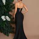 Women's Cocktail Dresses Elegant Black Strapless Slit Mermaid Evening Dresses for Wedding Guest (Black, M)