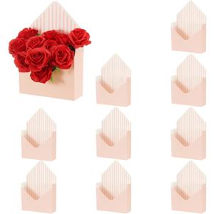 PATIKIL Florist Bouquet Envelope Box, 10 Pack Flower Bouquet Package Gift Folding Paper Boxes for Wedding, Party, Birthday, Mother's Day, Pink