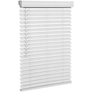 SMONTER 2" Slat Faux Wood Blinds with Crown Valance- Cordless Horizontal Blinds Room Darkening Blinds for Windows Bedroom, Bathroom, Living Room, Glass Door Interior Decor, 30" Wx 48" H