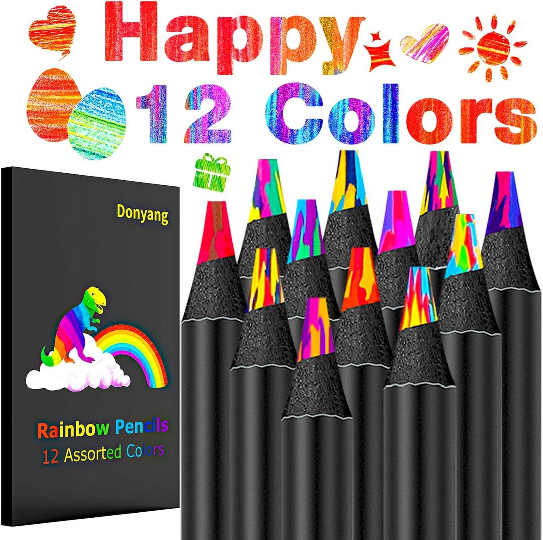 Art Supplies, 12-Color Rainbow Colored Pencils, Birthday Art Supplies for Kids Teens Adults, Arts and Crafts Party Favors for Kids 8-12, Cool Stuff Fun Pencil Colored Pencils for Coloring, Drawing